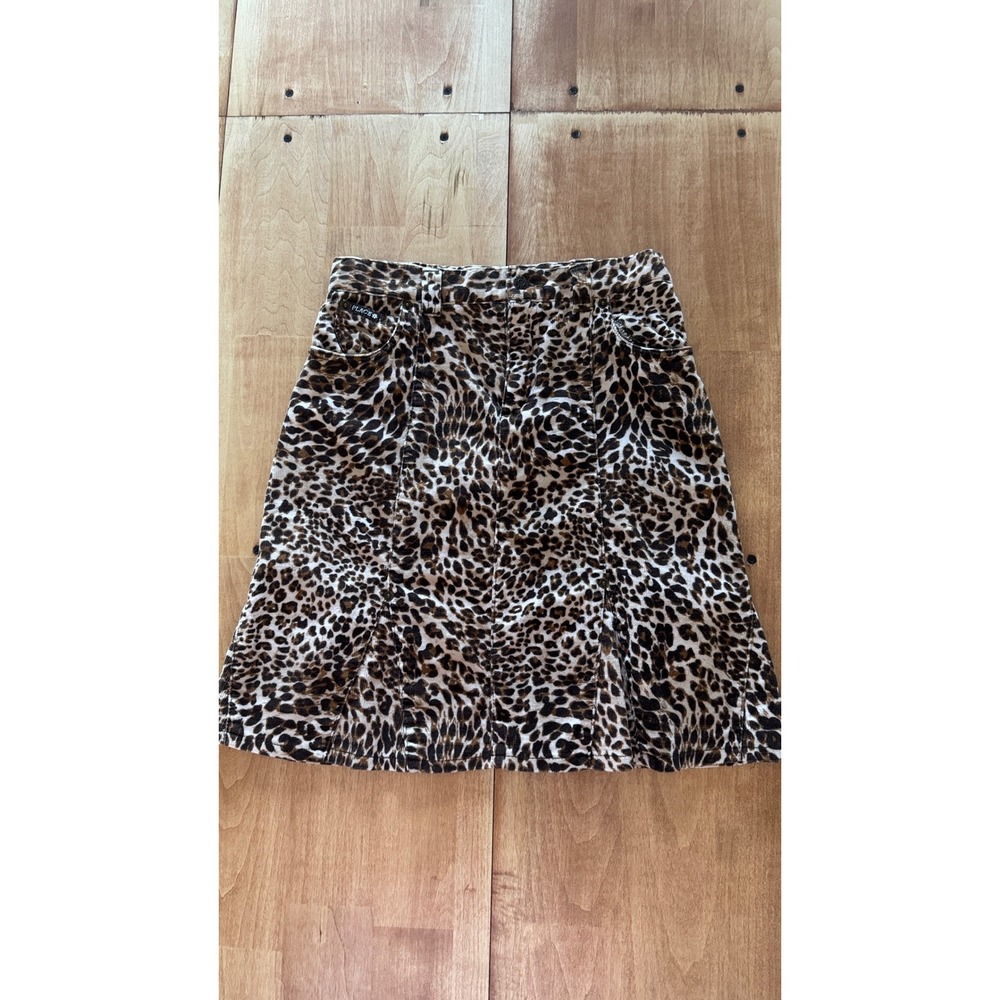 The Childrens Place Kids Girls Leopard Print Corduroy A-Line Skirt Brown Size 10